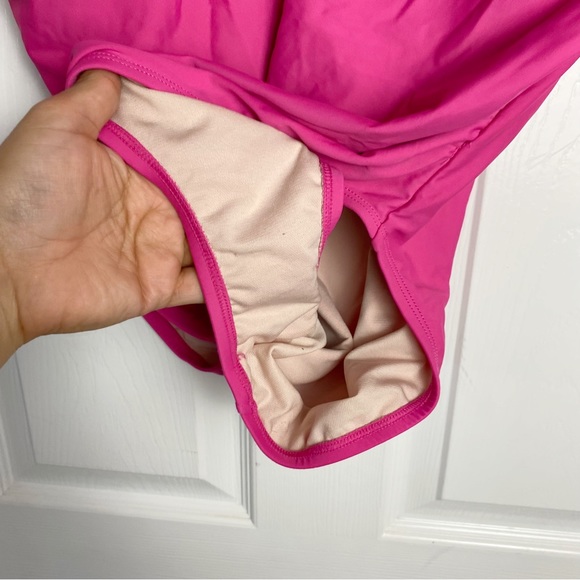 Isabel Maternity Ruffle Neck One Piece Pink Maternity Swimsuit - Picture 7 of 8